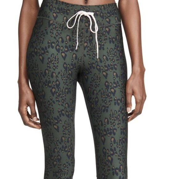 The Upside Pants - The Upside Leggings High Rise Draw String Leopard Print Military Army Green  4